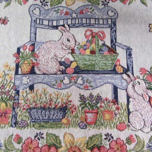 NEW! Blossoms & Blooms Tapestry-Style Easter Table Runner - Picture 1 of 7